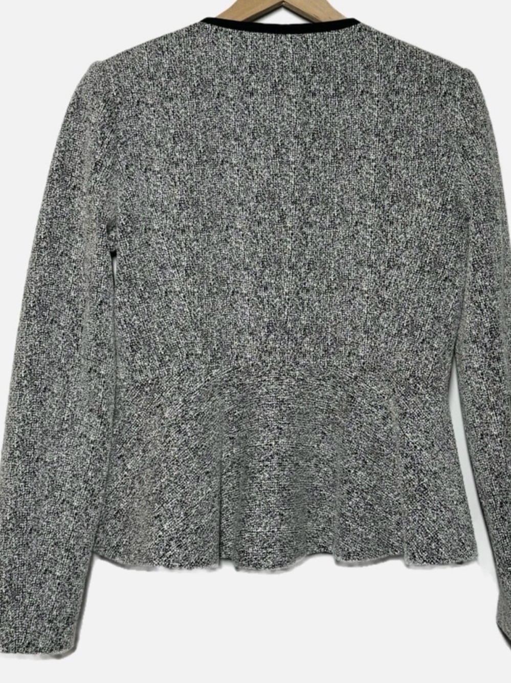 DKNY Gray Tweed Zip-Front Blazer with Black Trim - Picture 2 of 8